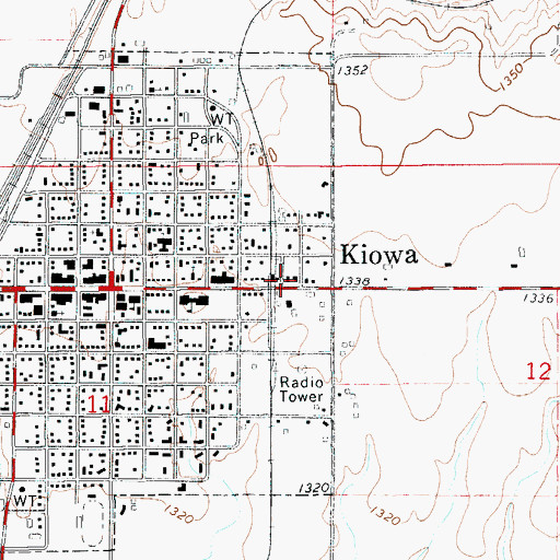 Topographic Map of Kiowa Police Department, KS