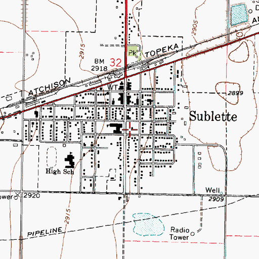 Topographic Map of Haskell County Sheriff's Office, KS