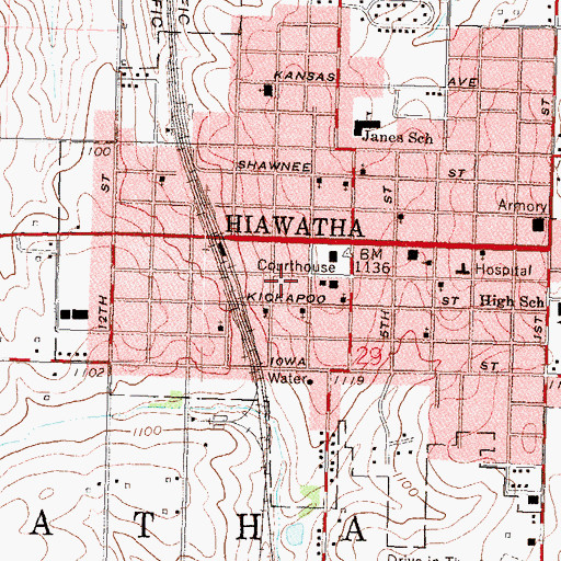 Topographic Map of Brown County Sheriff's Office, KS