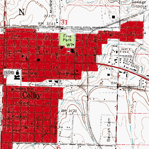 Topographic Map of Thomas County Sheriff's Office, KS