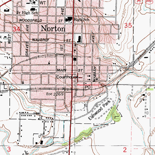 Topographic Map of Norton County Sheriff's Office, KS