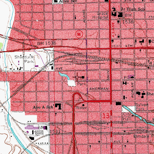 Topographic Map of Hutchinson Police Department, KS