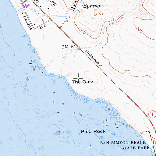 Topographic Map of The Oaks, CA
