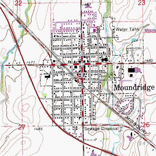 Topographic Map of Moundridge Police Department, KS
