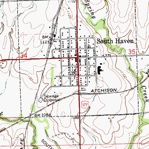 Topographic Map of South Haven Police Department, KS
