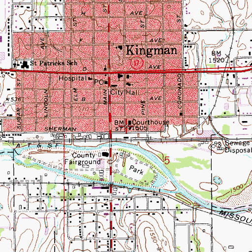 Topographic Map of Kingman Police Department, KS