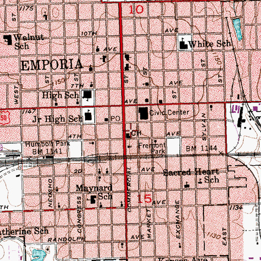 Topographic Map of Lyon County Sheriff's Office, KS