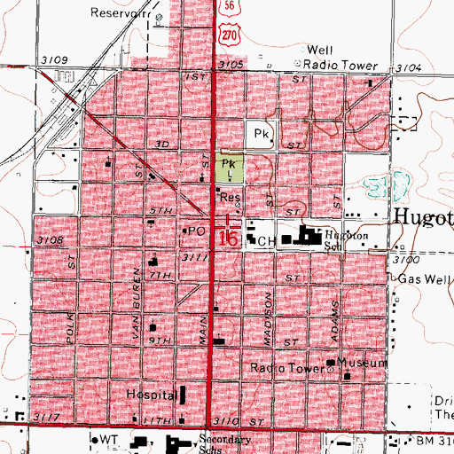 Topographic Map of Stevens County Sheriff's Office, KS