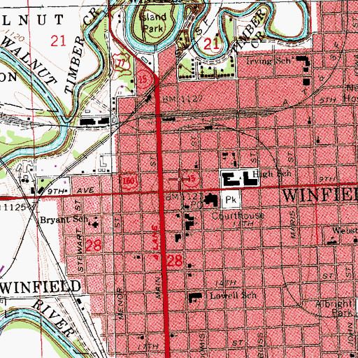 Topographic Map of Winfield Police Department, KS
