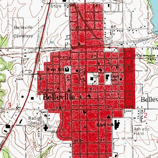 Topographic Map of Belleville Police Department, KS