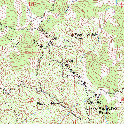 Topographic Map of The Picachos, CA