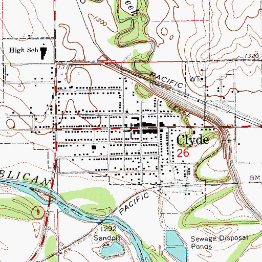 Topographic Map of Clyde Police Department, KS