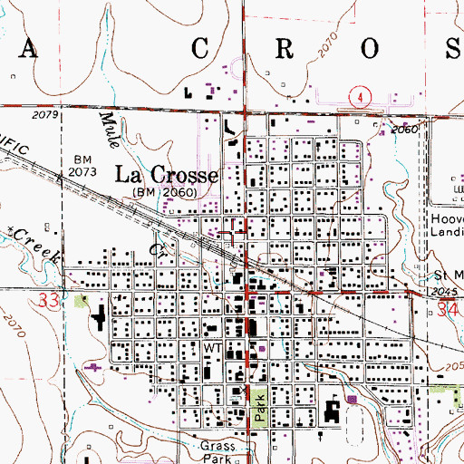 Topographic Map of La Crosse Police Department, KS
