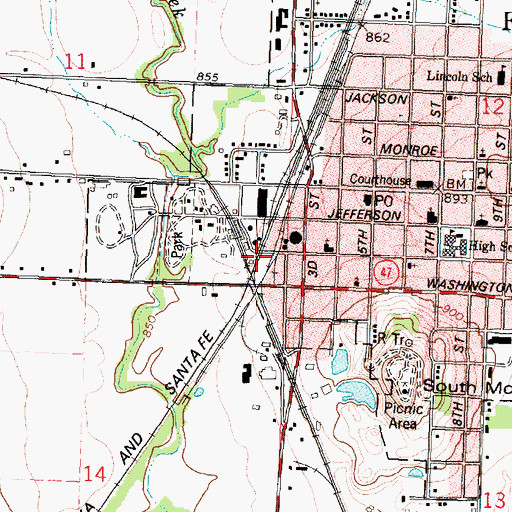 Topographic Map of Fredonia Police Department, KS