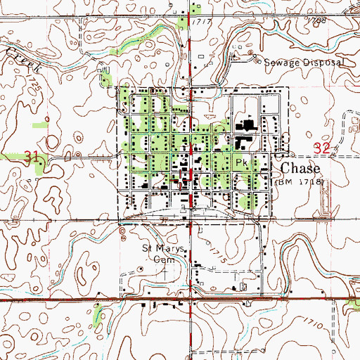 Topographic Map of Chase Police Department, KS