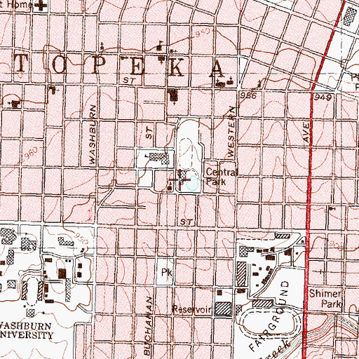 Topographic Map of Central Community Center Community Police Department, KS