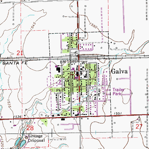 Topographic Map of Galva Police Department, KS