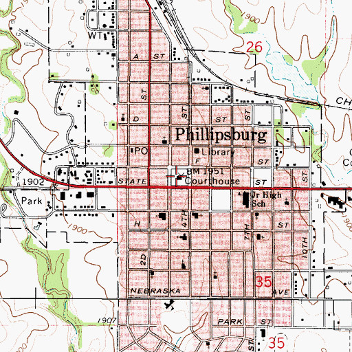 Topographic Map of Phillips County Sheriff's Office, KS