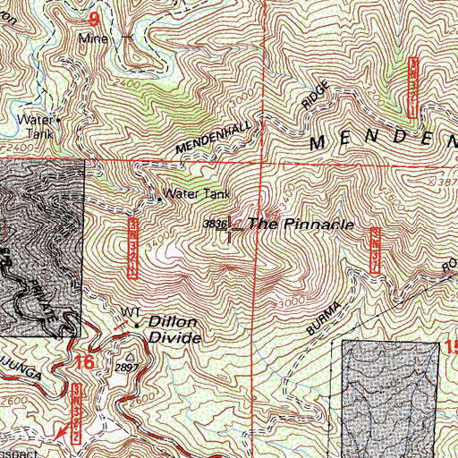 Topographic Map of The Pinnacle, CA