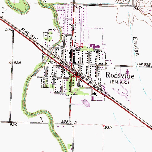 Topographic Map of Rossville Police Department, KS
