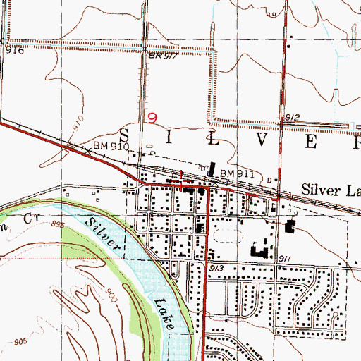 Topographic Map of Silver Lake Police Department, KS