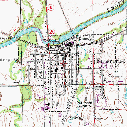 Topographic Map of Enterprise Police Department, KS