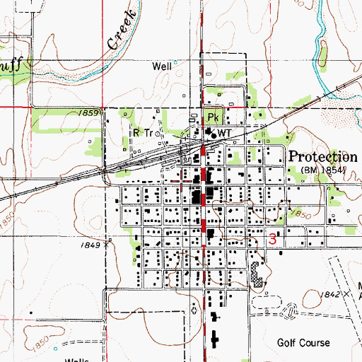 Topographic Map of Protection Police Department, KS