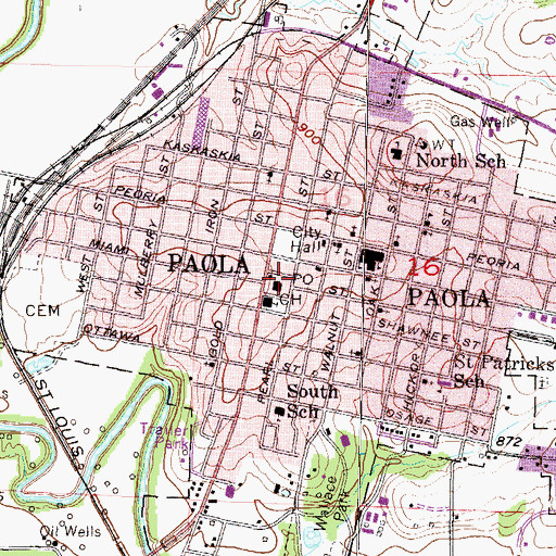 Topographic Map of Miami County Sheriff's Office, KS