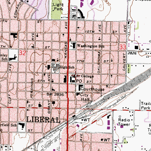 Topographic Map of Seward County Sheriff's Department, KS