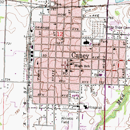 Topographic Map of Caney Police Department, KS