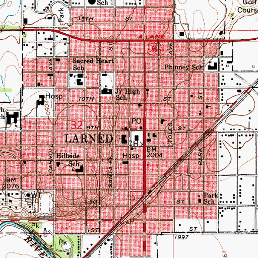 Topographic Map of Pawnee County Sheriff's Office, KS