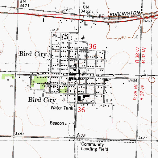 Topographic Map of Cheyenne County Sheriff's Office Substation Bird City, KS