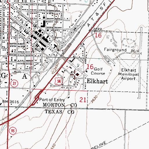 Topographic Map of Morton County Sheriff's Office, KS