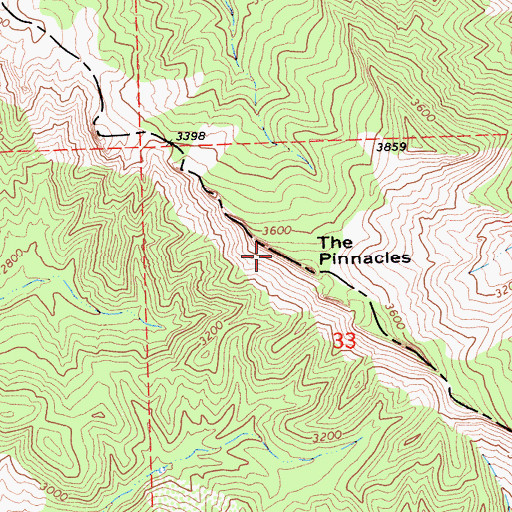 Topographic Map of The Pinnacles, CA