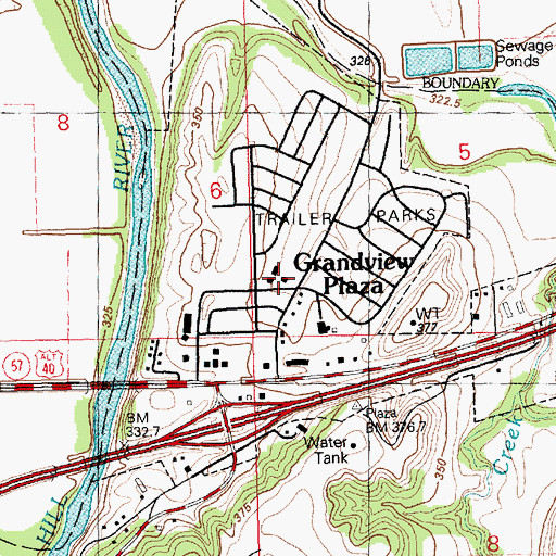 Topographic Map of Grandview Plaza Police Department, KS