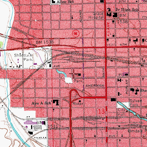 Topographic Map of Reno County Sheriff's Office, KS