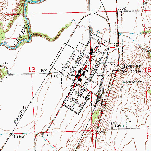 Topographic Map of Dexter Police Department, KS
