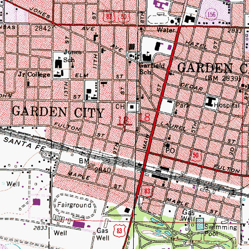 Topographic Map of Garden City Police Department, KS