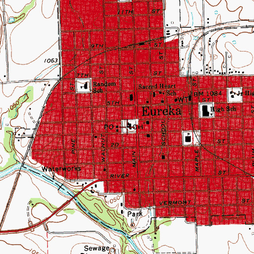 Topographic Map of Greenwood County Sheriff's Office, KS