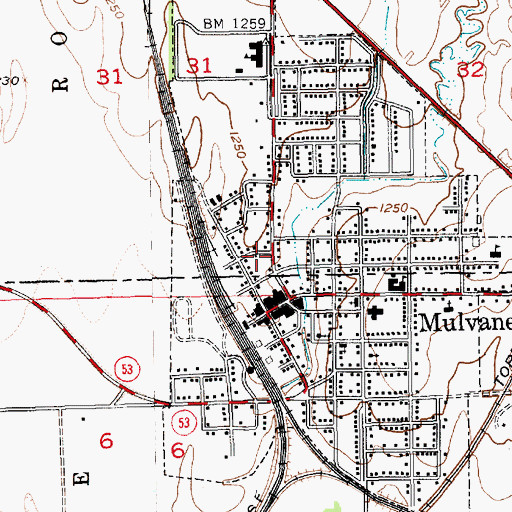 Topographic Map of Mulvane Police Department, KS