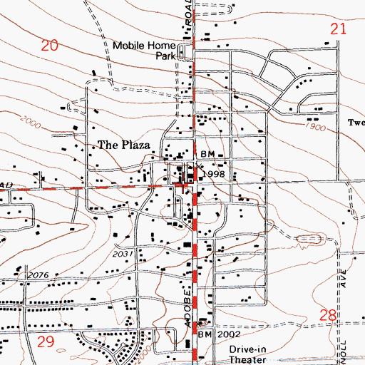 Topographic Map of The Plaza, CA
