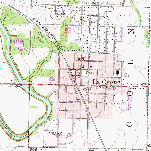 Topographic Map of La Cygne Police Department, KS