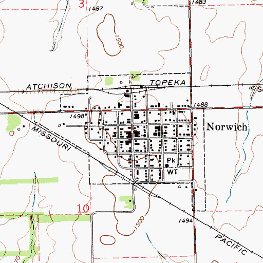 Topographic Map of Norwich Police Department, KS
