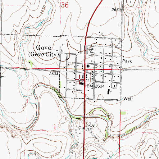 Topographic Map of Gove County Sheriff's Office, KS