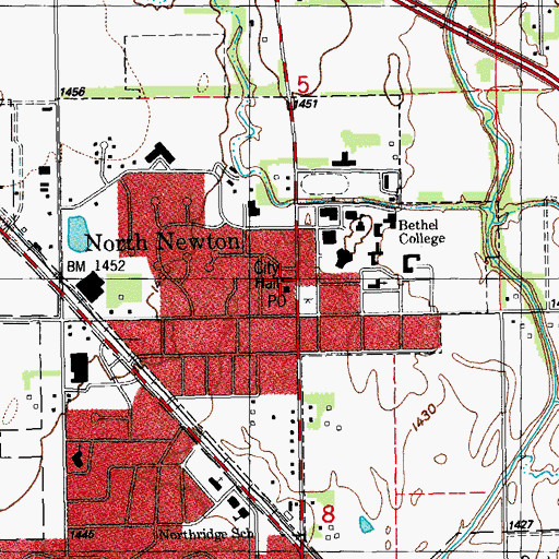 Topographic Map of North Newton Police Department, KS