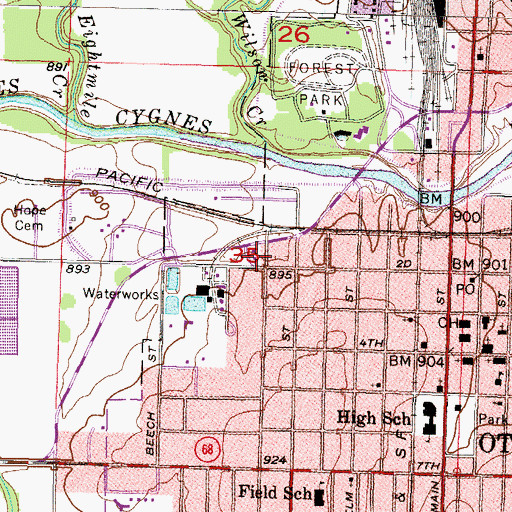 Topographic Map of Ottawa Police Department, KS