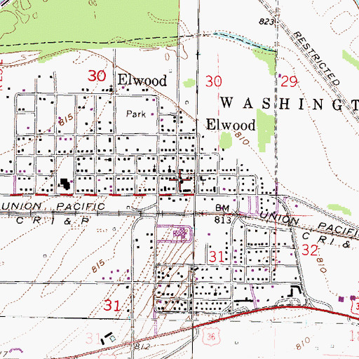 Topographic Map of Elwood Police Department, KS