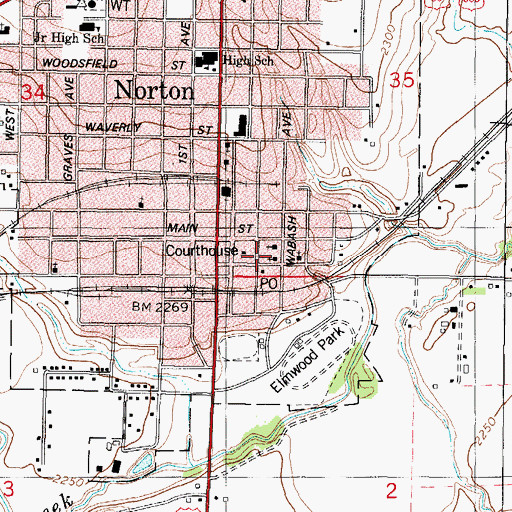 Topographic Map of Norton Police Department, KS