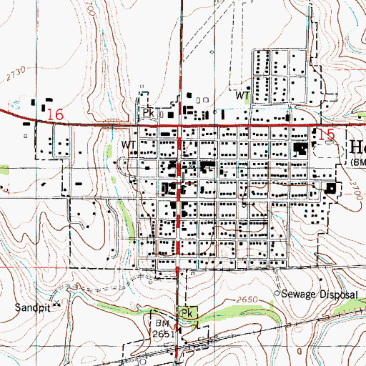Topographic Map of Hoxie Police Department, KS