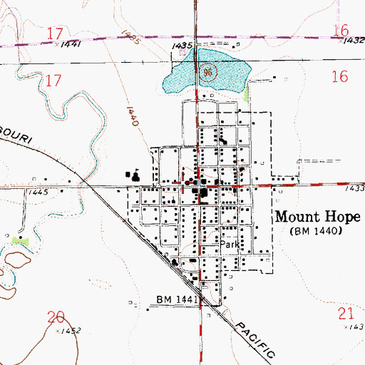 Topographic Map of Mount Hope Police Department, KS